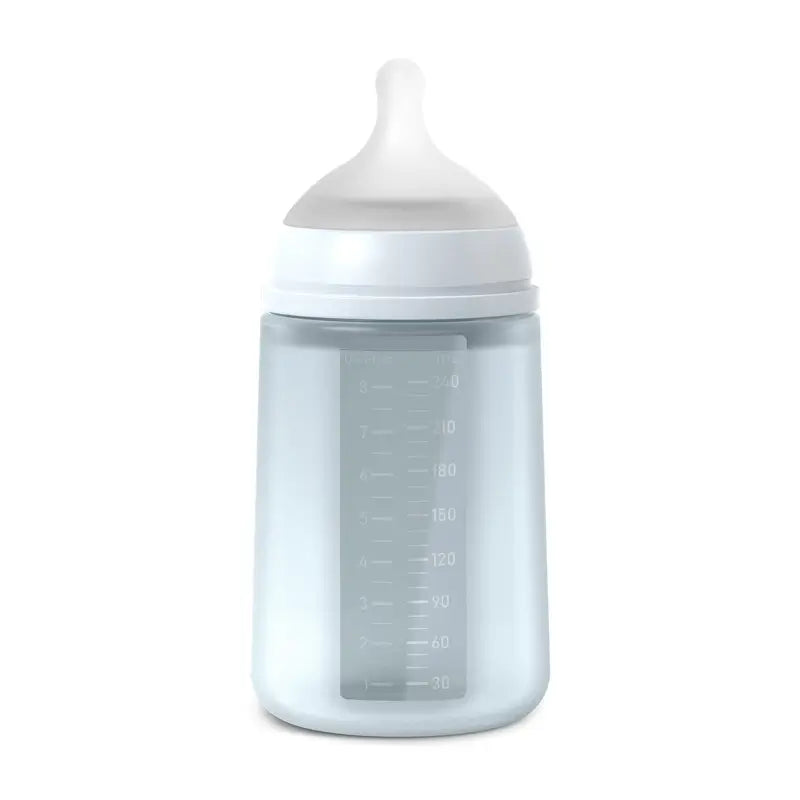 Suavinex Biberon en silicone 240 ml, débit moyen (M), +3 mois, Ballad Blue