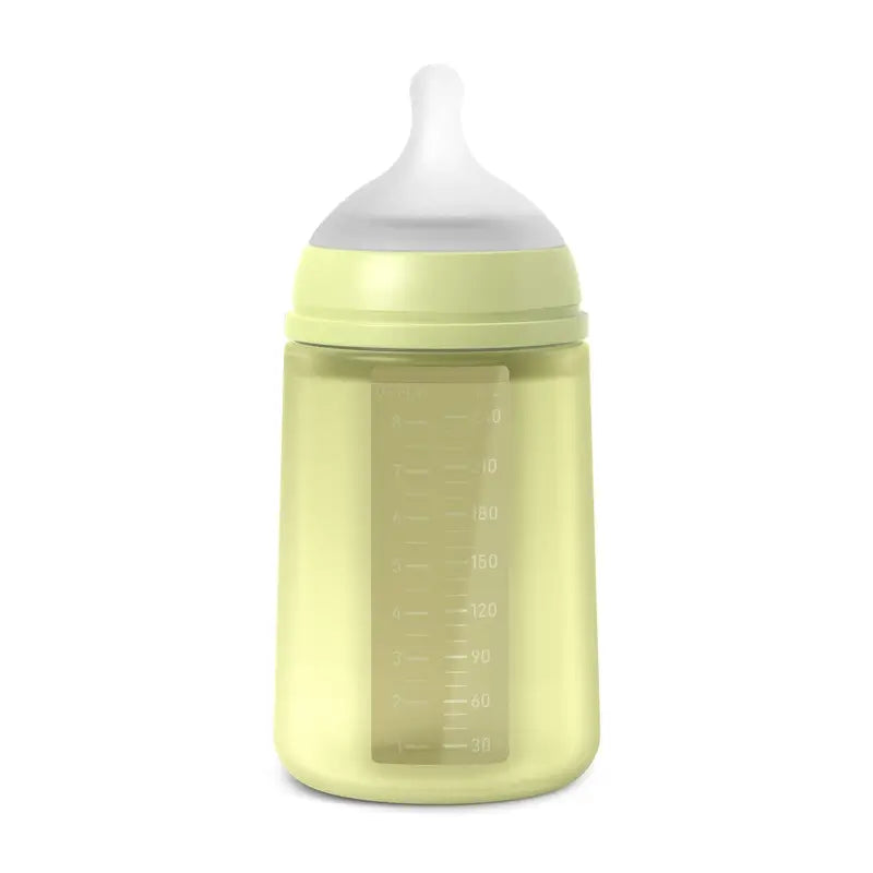 Biberon en silicone Suavinex 240 ml, débit moyen (M), +3 mois, citron vert