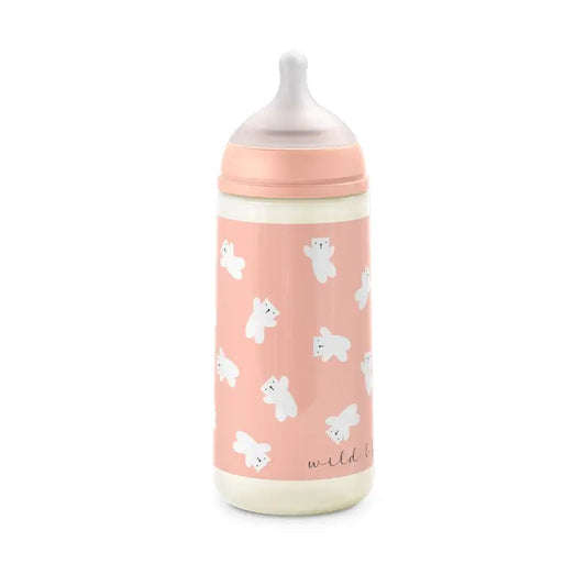 Suavinex Tétine pour biberon Sx Pro Dense Flow (L) +6 mois Rose Wild&Free, 360 ml