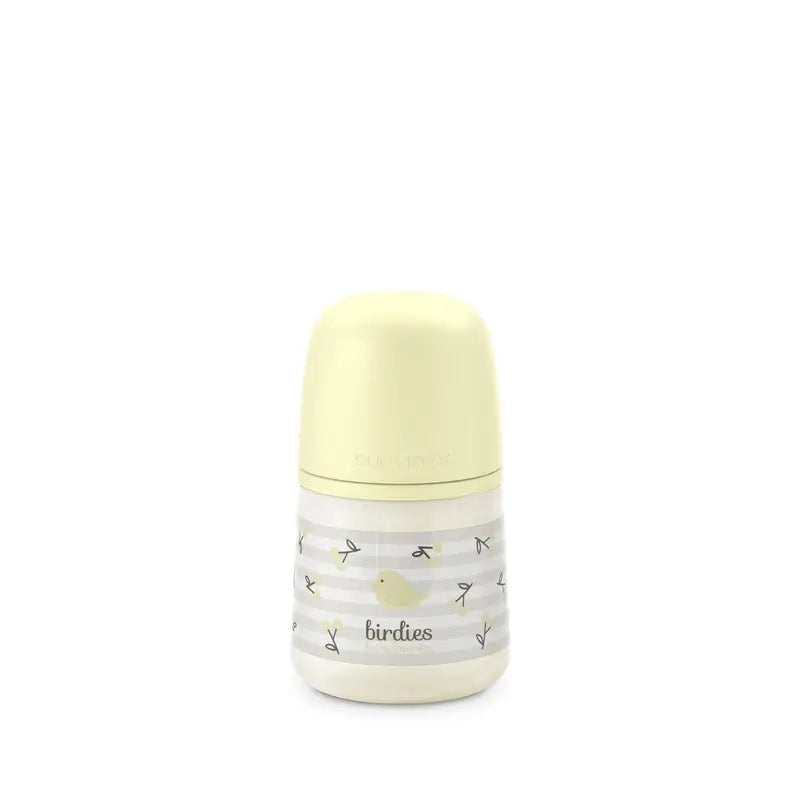 Suavinex Tétine pour biberon Sx Pro Slow Flow (S) +0 mois Birdies Beige, 150 ml