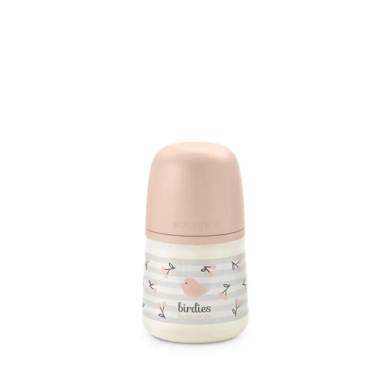 Suavinex Tétine pour biberon Sx Pro Slow Flow (S) +0 mois Birdies Pink, 150 ml