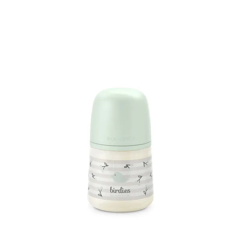 Suavinex Tétine pour biberon Sx Pro Slow Flow (S) +0 mois Birdies Green, 150 ml