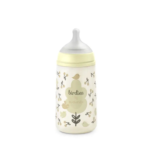 Suavinex Tétine pour biberon Sx Pro Medium Flow (M) +3 mois Birdies Beige, 270 ml