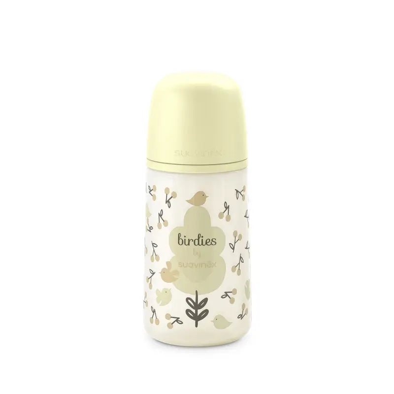 Suavinex Tétine pour biberon Sx Pro Medium Flow (M) +3 mois Birdies Beige, 270 ml