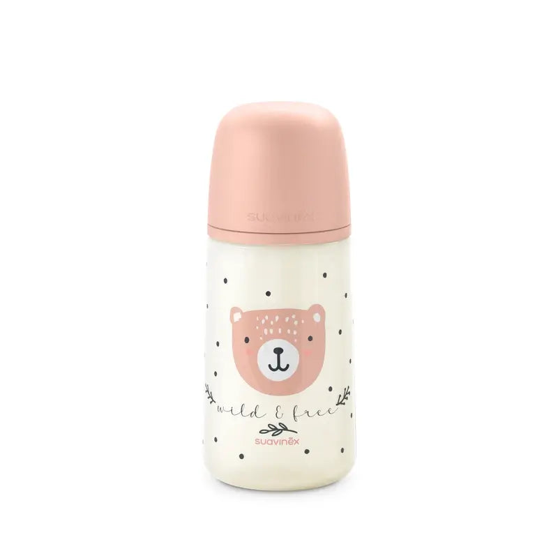 Suavinex Tétine pour biberon Sx Pro Medium Flow (M) +3 mois Rose Wild&Free, 270 ml