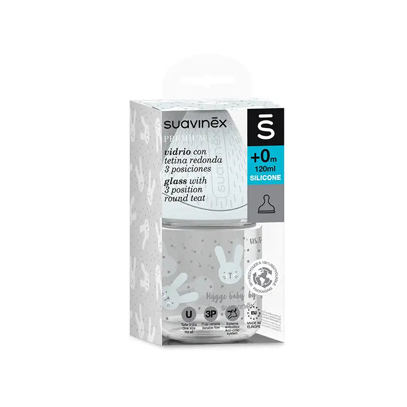 Biberon Suavinex Premium Rabbit Colour Grey, 120 ml