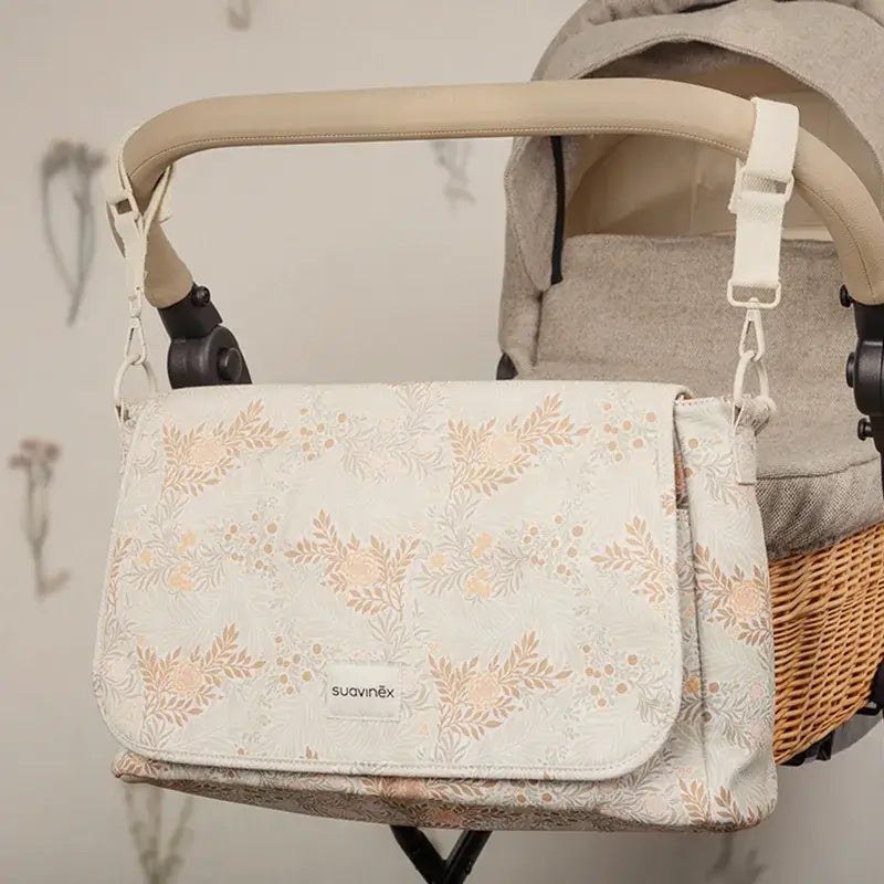 Suavinex Maternity Handbag Poetry Beige Printed Shoulder Bag