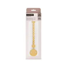 Suavinex Silicone Clip, attache-sucette avec chaîne en silicone d'une pièce, +0 mois, Colour Essence, Mustard