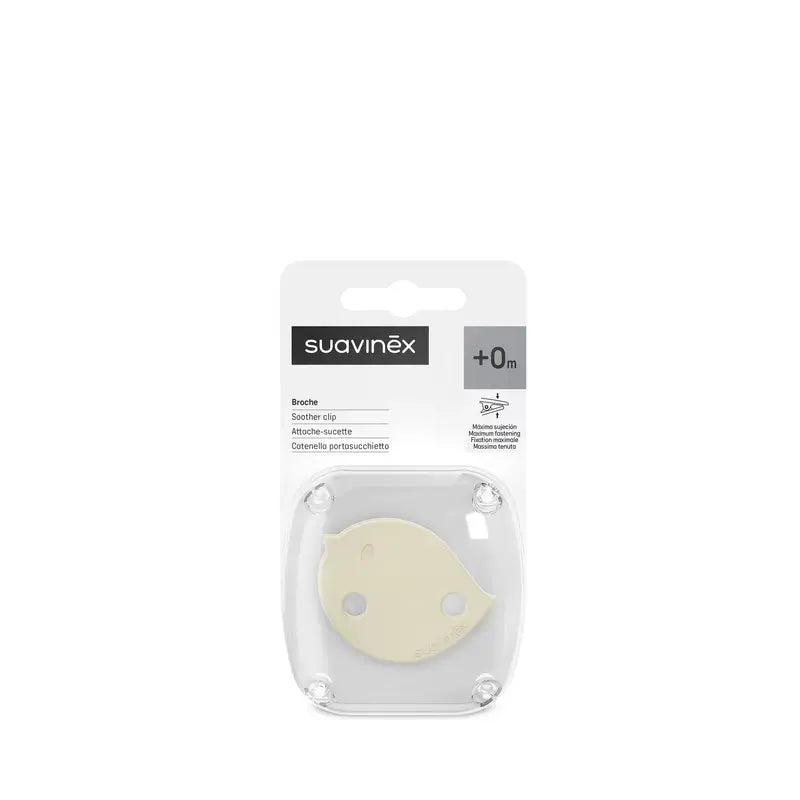 Suavinex Attache-sucette Broche +0 Mois Birdies Beige