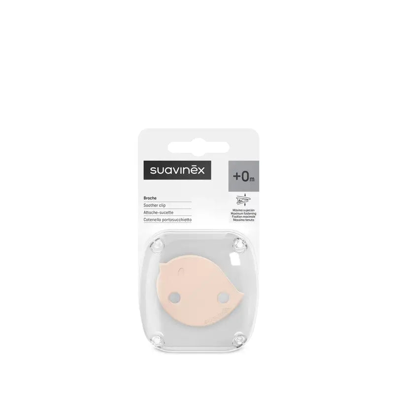 Suavinex Attache-sucette Broche +0 Mois Birdies Rose