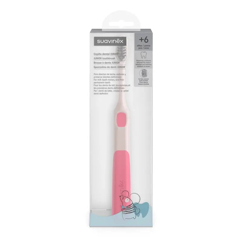 Brosse à dents pour bébés Suavinex +6 ans, rose