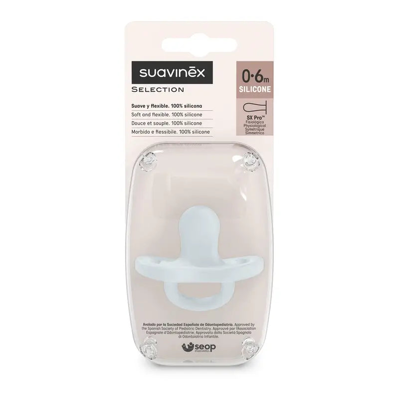 Suavinex Sucette en silicone Physiological Sx Pro, 0/6 mois, Ballad Blue
