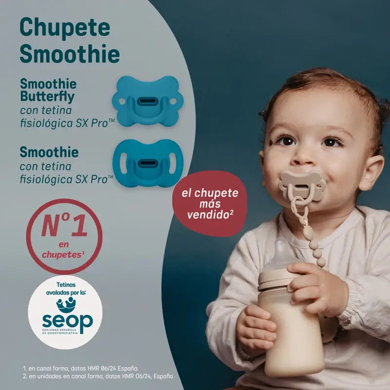 Suavinex Sucette All Silicone Soother Sx Pro, 0/6 mois, Butterfly Rosewater