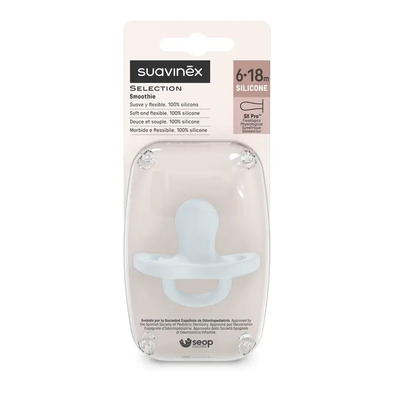 Suavinex Sucette en silicone Physiological Sx Pro, 6/18 mois, Ballad Blue