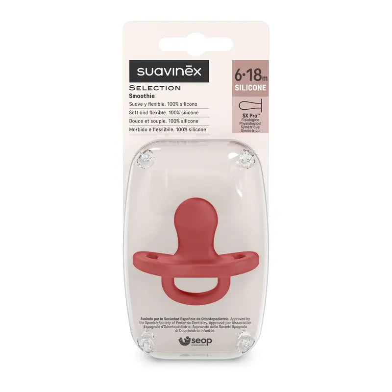 Suavinex Sucette Tout Silicone Physiologique Sx Pro, 6/18 Mois, Chili Pepper