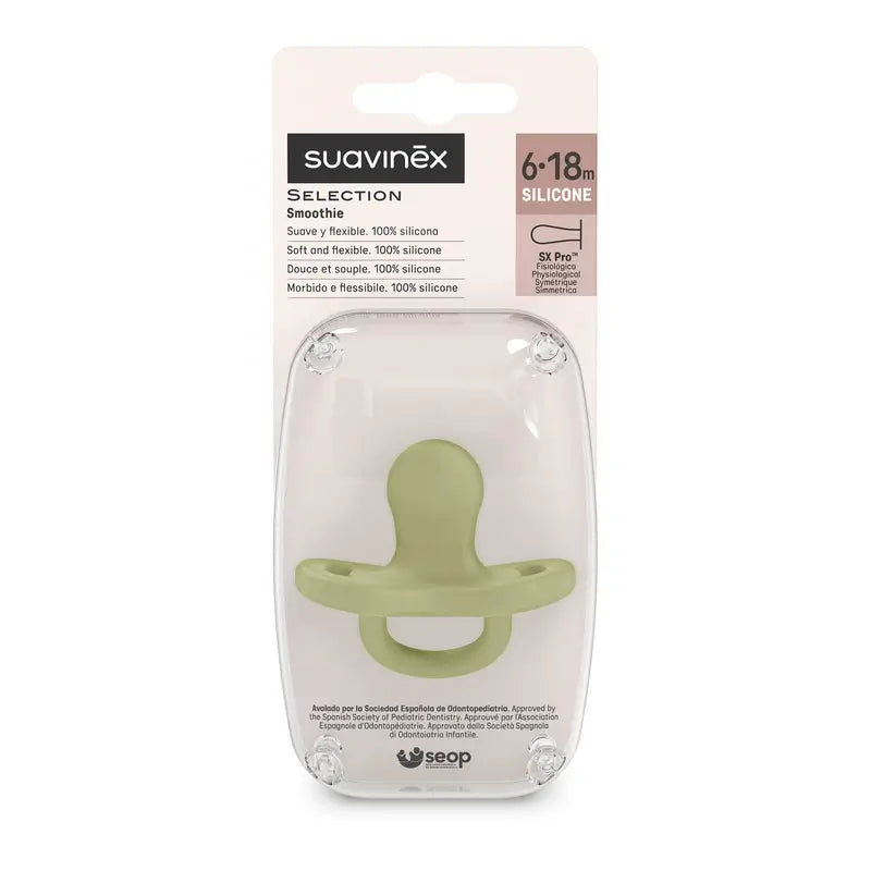 Suavinex Sucette en silicone Physiological Sx Pro, 6/18 mois, Turtle Green