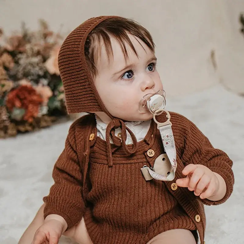 Suavinex Sucette en tissu +0 mois, Poetry Beige