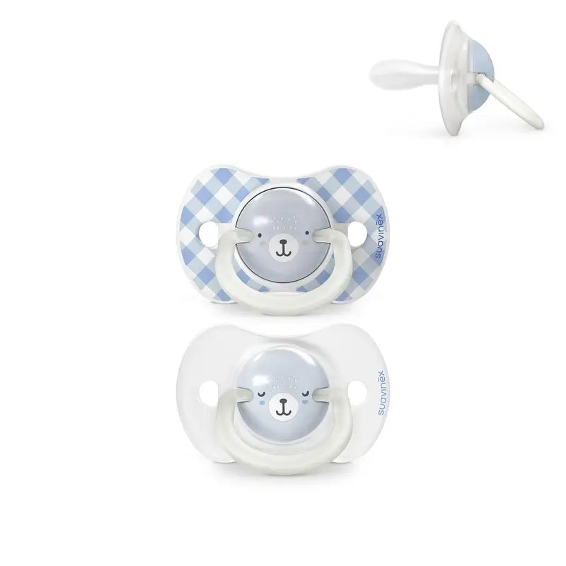 Suavinex Night & Day Sucettes de nuit Sx Pro Tétine 6/18 Mois Bleu, 2 unités