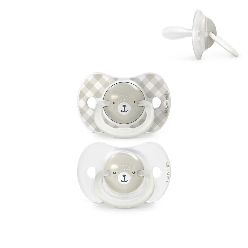 Suavinex Night & Day Sucettes de nuit Sx Pro Tétine 6/18 Mois Gris, 2 unités