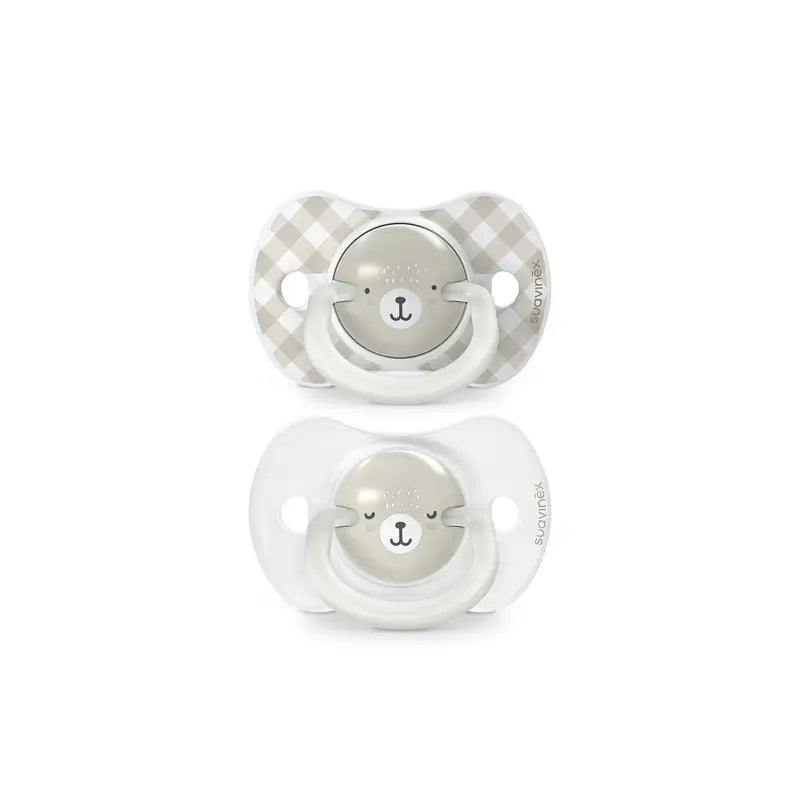 Suavinex Night & Day Sucettes de nuit Sx Pro Tétine 6/18 Mois Gris, 2 unités