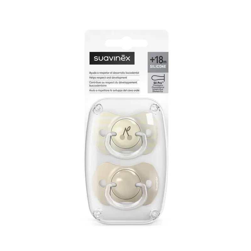 Suavinex Sucettes Sx Pro Teat +18 Months Birdies Beige, 2 unités