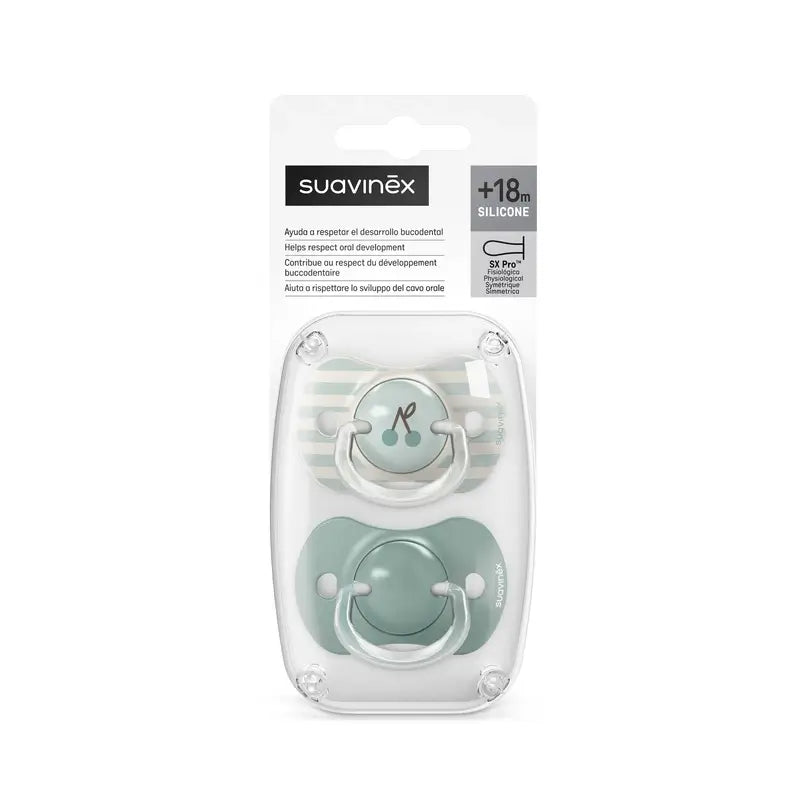 Suavinex Sucettes Sx Pro Teat +18 Months Birdies Green, 2 unités