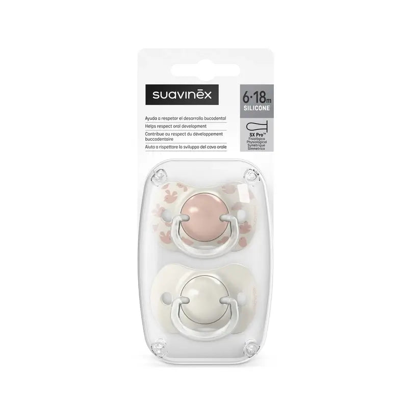Suavinex Sucettes Tétine Sx Pro 6/18 Mois Birdies Pink, 2 unités