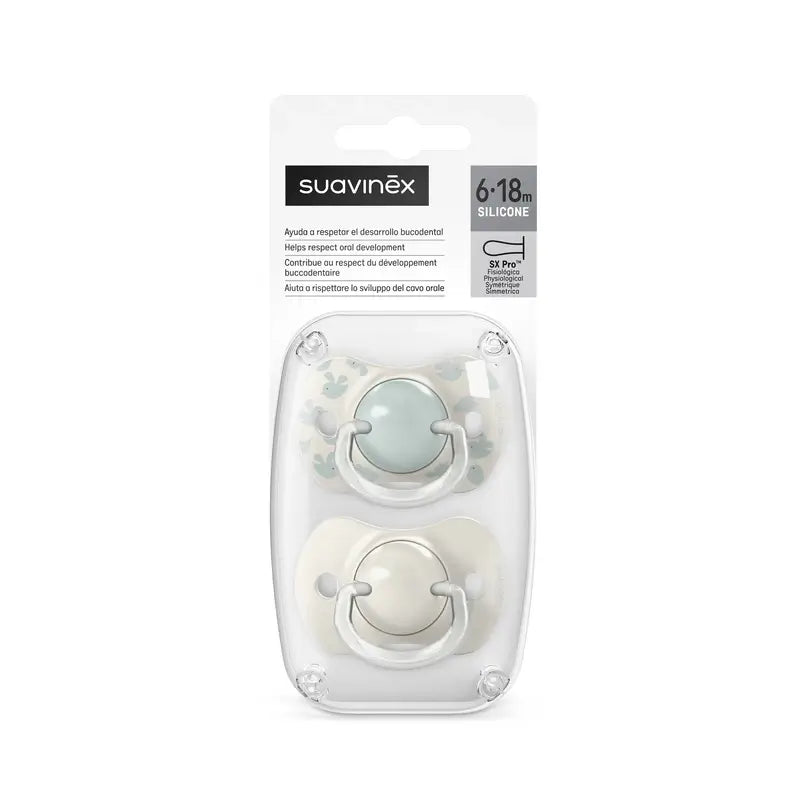 Suavinex Sucettes Tétine Sx Pro 6/18 Mois Birdies Green, 2 unités