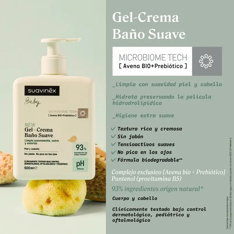 Suavinex Gel - Crème de bain douce pour bébé, 500 Ml