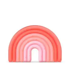Suavinex Silicone Teether For Babies +0 Months. Flexible and lightweight teething ring. Rainbow Design. Pink colour.