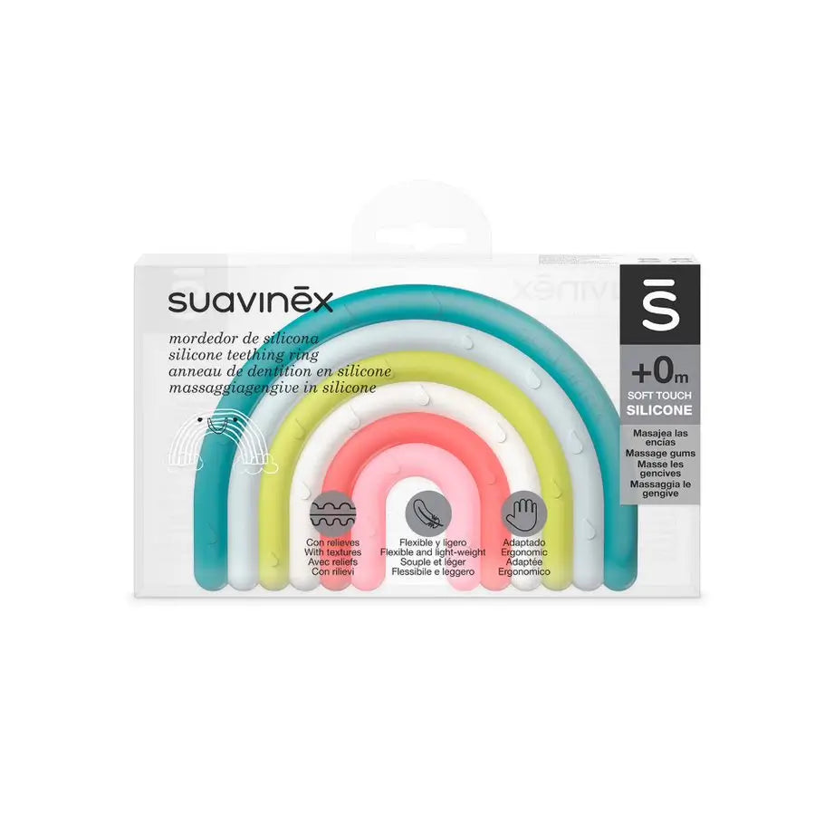 Suavinex Silicone Teether +0 Months, Rainbow, Multicolour