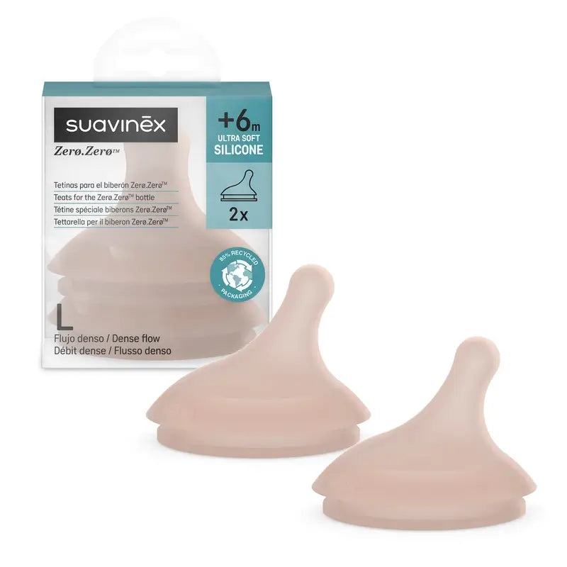Suavinex Pack 2 Tétines Zero Zero Dense Flow (L), +6 Mois, Deep
