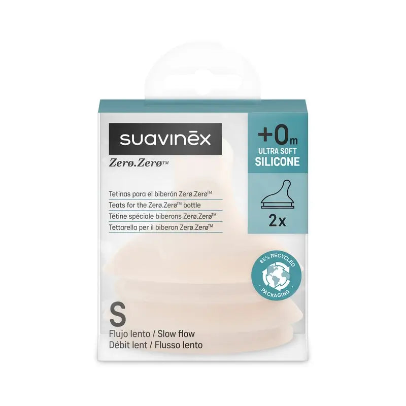 Suavinex Pack 2 Tétines Zéro Zéro, Slow Flow (S), +0 Mois, Fair