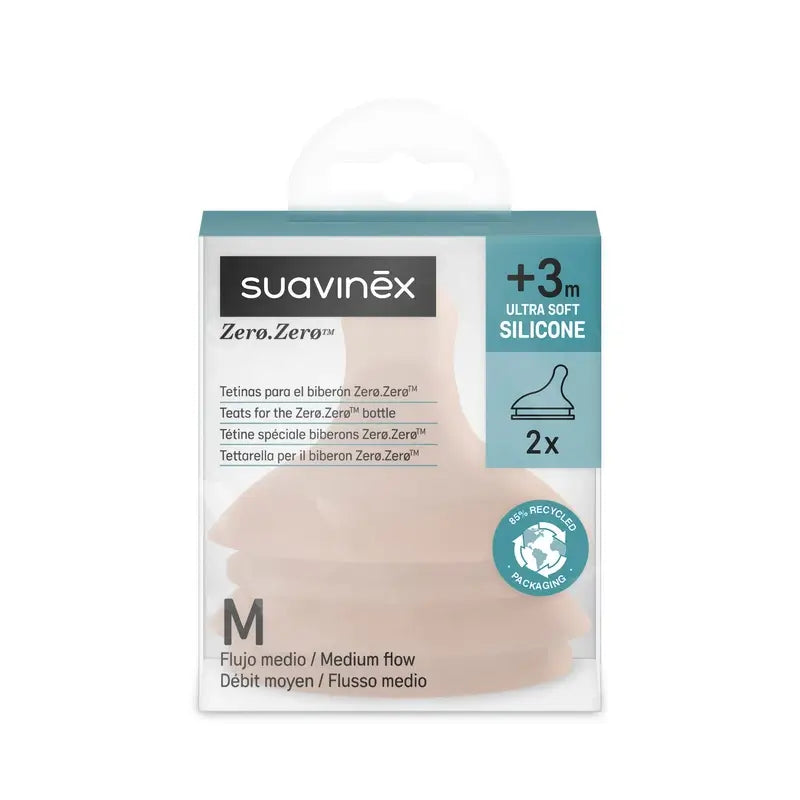 Suavinex 2 Pack 2 Tétines Zero Zero Medium Flow (M), +3 Mois, Medium