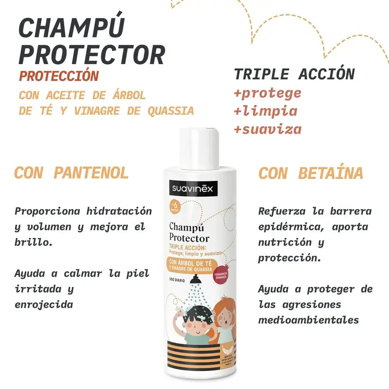 Pack Suavinex Lotion anti-poux 125 ml + Shampooing protecteur 250 ml + Répulsif anti-poux, +2 ans
