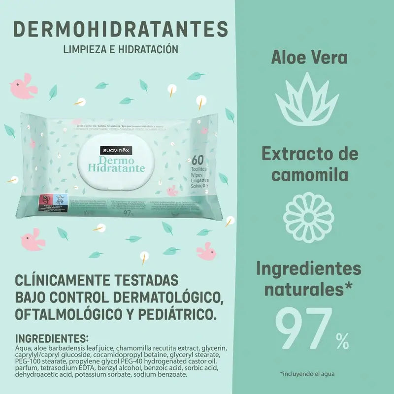 Suavinex Lingettes dermo-humidifiantes, 60 unités
