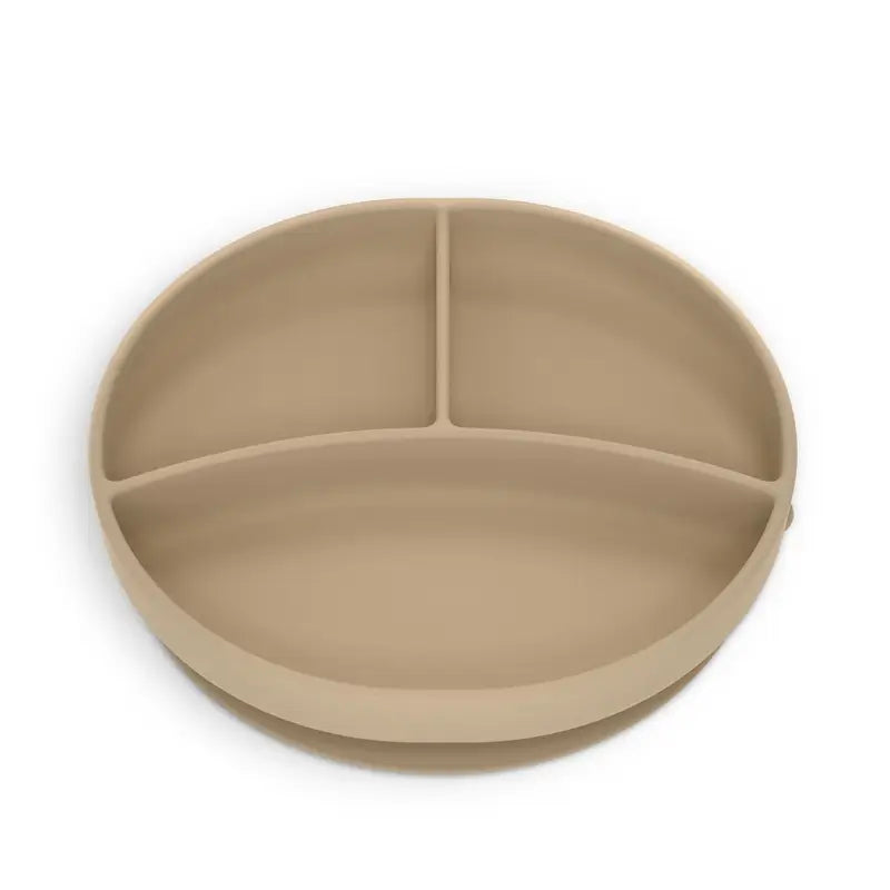 Suavinex Assiette en silicone avec ventouse et divisions, +6 mois, beige