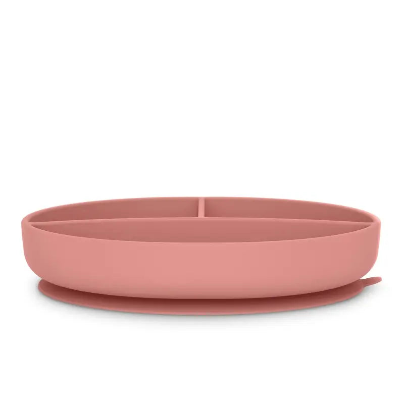 Suavinex Assiette en silicone avec ventouse et divisions, +6 mois, rose