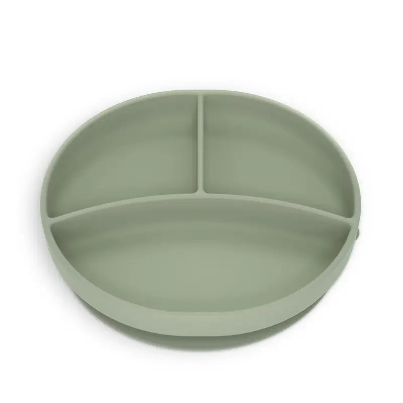Suavinex Assiette en silicone avec ventouse et divisions, +6 mois, vert