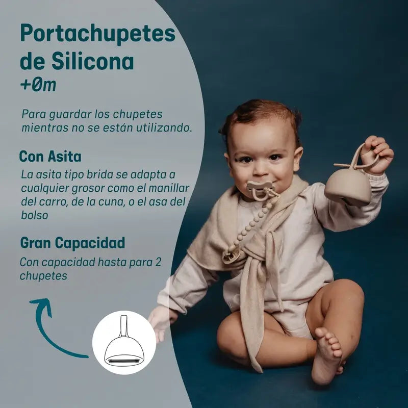 Suavinex Porte-sucette en silicone avec poignée, +0 mois, Fuchsia