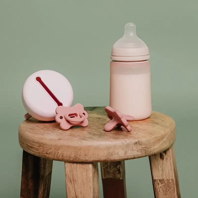 Suavinex Porte sucette en silicone avec poignée, +0 mois, eau de rose