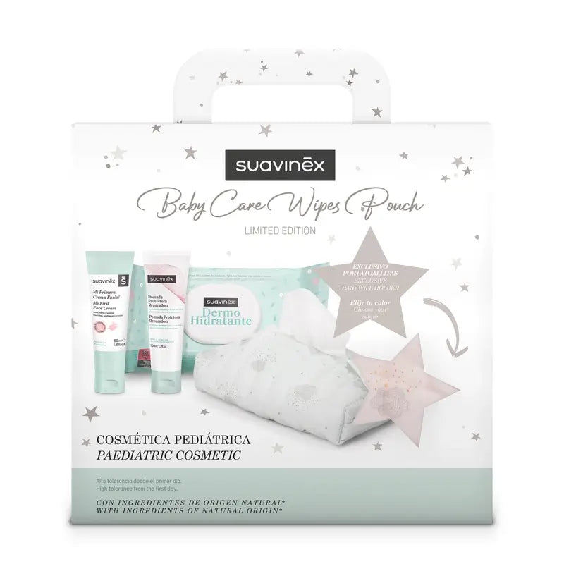 Suavinex Newborn Gift With Cloth Wipes Holder, Pink (Cadeau pour nouveau-né avec support pour lingettes)