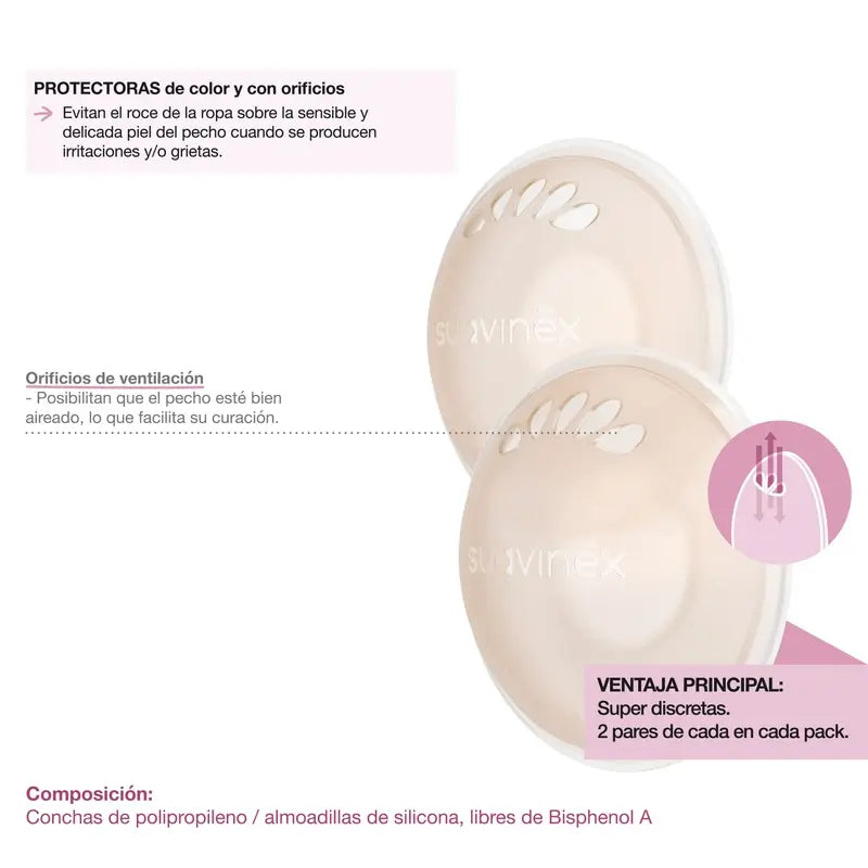 Suavinex Set 2 coquilles de protection et 2 coquilles de collection