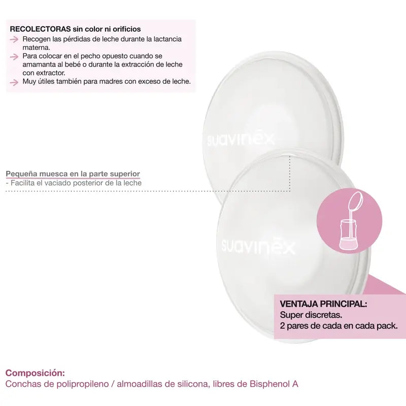 Suavinex Set 2 coquilles de protection et 2 coquilles de collection