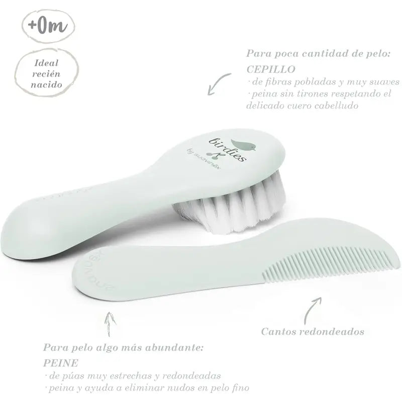 Brosse et peigne pour bébé Suavinex, vert