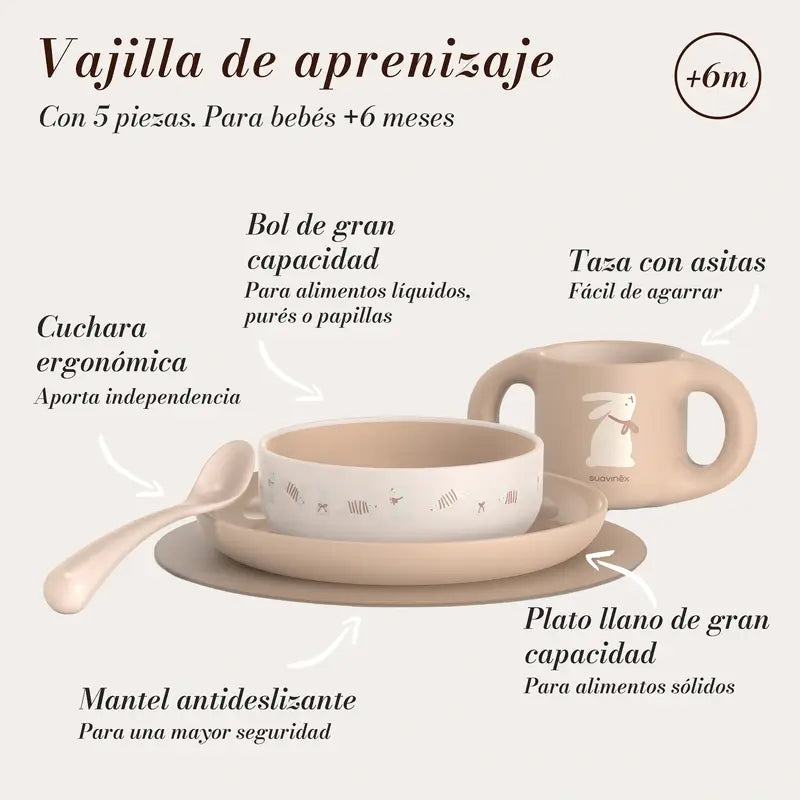 Suavinex Baby Tableware +6 Months, Pink