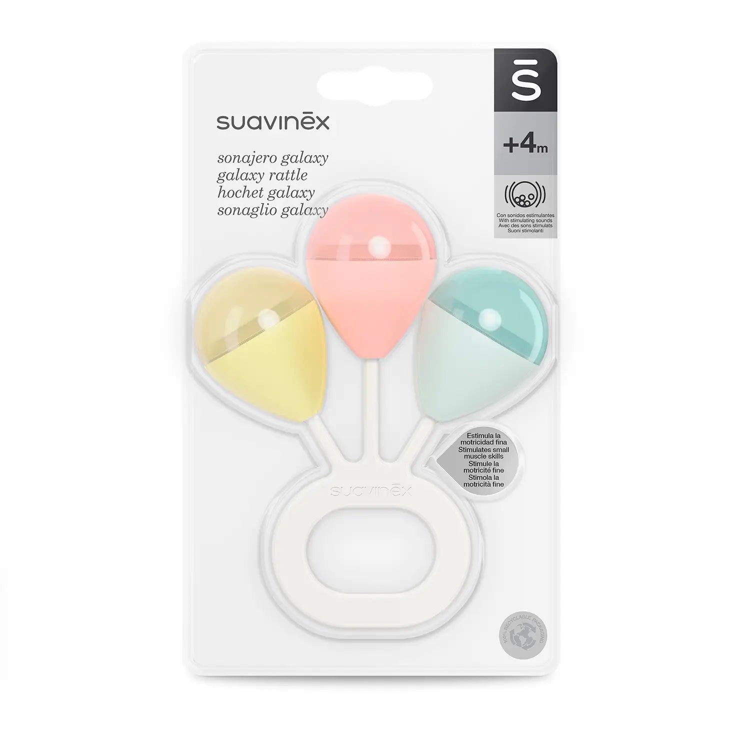 Hochet Suavinex +4 mois, Easy Grip, bleu