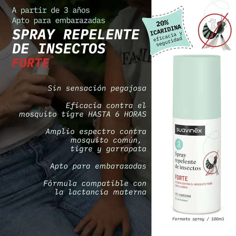 Suavinex Spray anti-moustiques Forte, +3 ans et enceinte, 100 Ml
