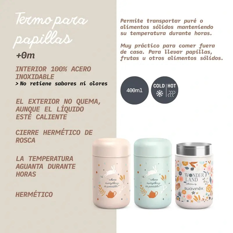 Suavinex Papillero Thermos 400 Ml, Wonderland Pink