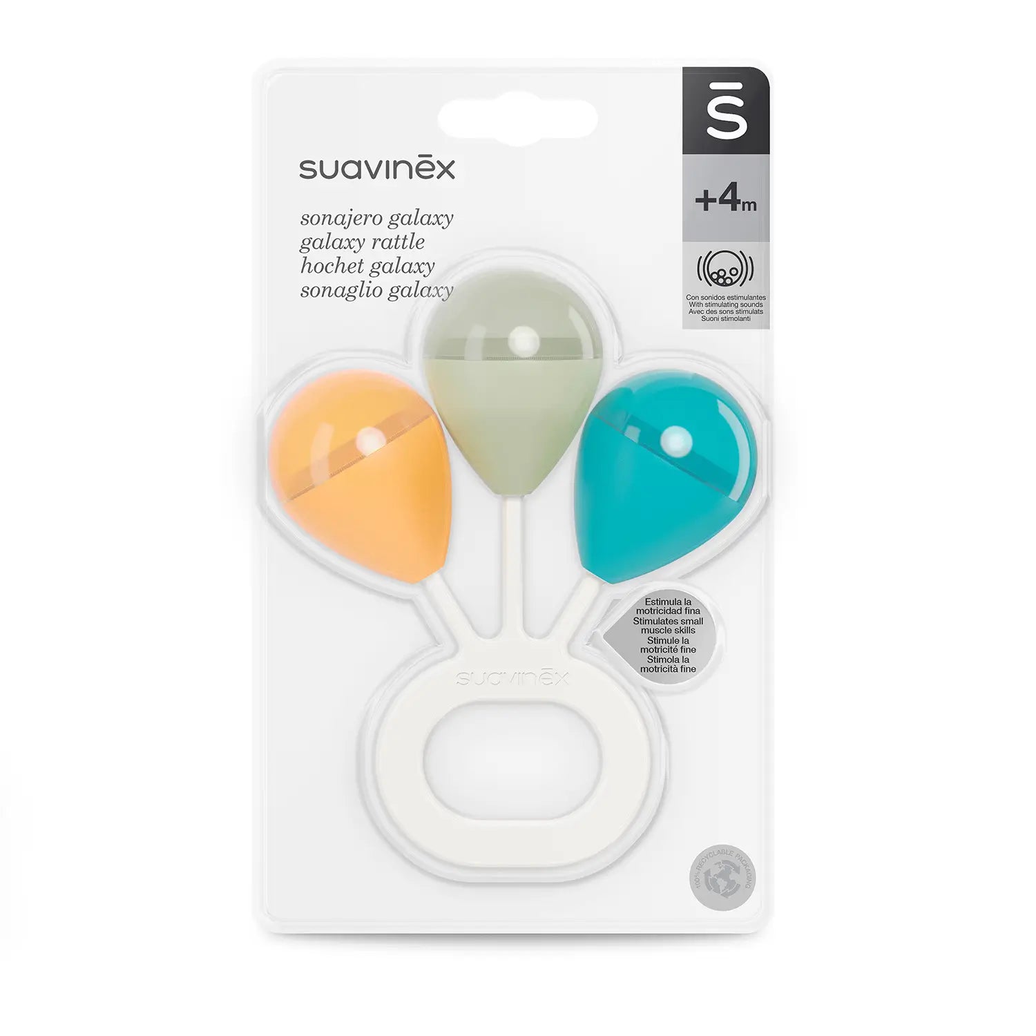 Hochet Suavinex +4 mois, Easy Grip, orange
